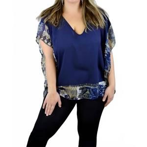 NEW SPIN USA janette kimono blouse - plus in navy